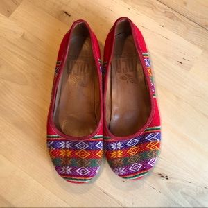 Fortress of Inca red embroidered wedge ballet flats